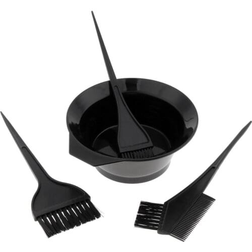 Set of 4 Pcs Hair Coloring Dyeing Kit Dye Brush Comb Bowl Tint Bleach Tool Kit Black