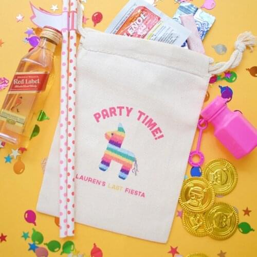 Custom bachelorette bag hangovers kit bags fiesta favors bag birthday party gift bag hen weekend favor survival kit welcome bag