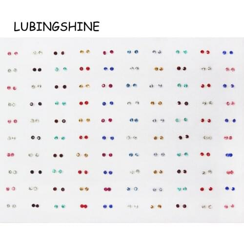 100 Pair/lot Women Crystal Small Stud Earrings Sets Girl Child Baby Plastic Glue Stick Mini Earring Jewelry Friend Birthday Gift