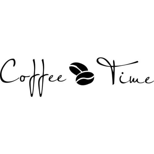 Coffee Time Wall Decal English Lettering Saying Words Vinyl Stickers with Coffee Beans Picture Removable Art DIY Quote Sticker