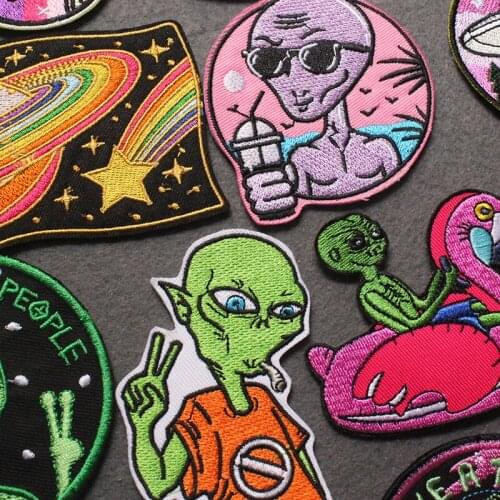 Embroidered Patch Alien UFO Patch Iron On Patches On Clothes Heat-adhesive Patches For Clothing Astronaut Patches Apparel Deocr