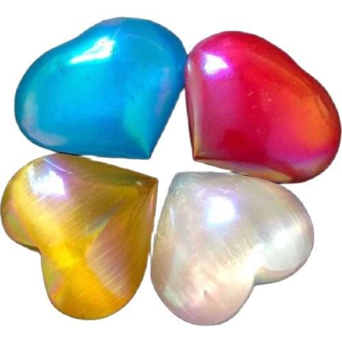 Natural rainbow Aura Selenite Gemstone Heart Reiki Healing Chakra Gypsum Stone Christmas Gift For Girlfriend