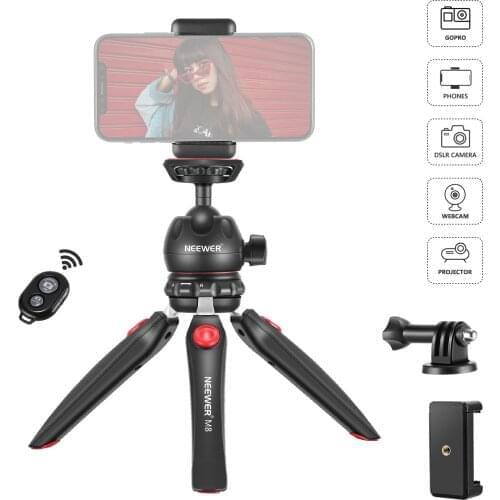 Neewer M8 Tabletop Stand Tripods with Mobile Phone Holder For Phone, 360 Degree Rotable Ball-Head for Camera for Photograpgy