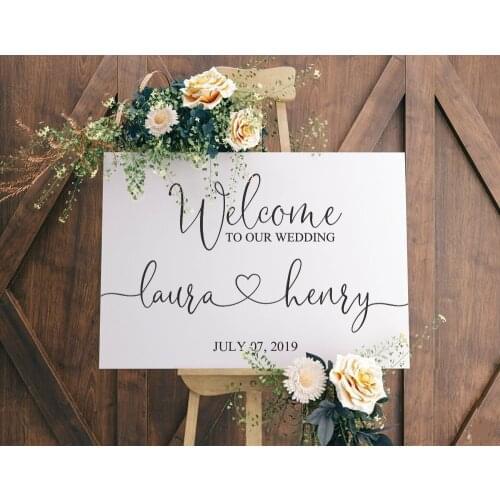Fancy Font Wedding Decor Sign Welcome Decal Chalkboard Decals Rustic Sticker Customized Any Bride And Groom Name Stickers G266
