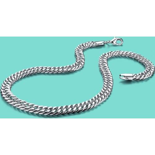 New Mens 925 Sterling Silver Necklace-Classic Original Silver 10MM Whip Chain Necklace-Hip Hop Rock Jewelry Fashion Accessories