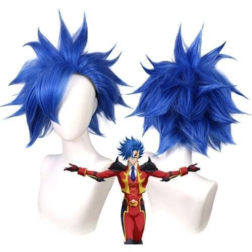 32cm Anime SK8 the Infinity Adam Shindo Ainosuke Wig Cosplay Wigs Playing Explode Blue Hair Hair Halloween 1:1 Wigs Cap