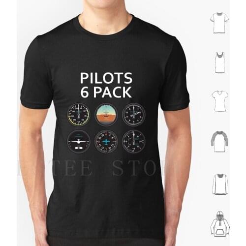 Pilots Six Pack. T Shirt Print Cotton Aviation Funny Aviator Humor Pilot Hilarious Joke Avionics Novelty Airplane Cool Avgeek