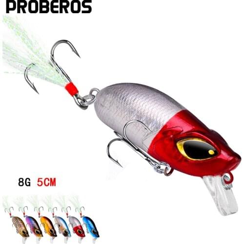 PROBEROS 7pcs Minnow Baits 5cm 8g Topwater Fishing Lures Floating Crankbaits Wobblers Artificial Hard Baits With Feather Hooks