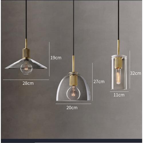 Retro American RH Lamp Edison E27 LED Pendant LightsPlate Gold Metal Led Luminarias Glass Shades Led Hanging Lamparas Fixtures