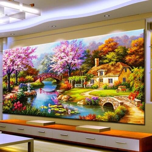 Needle Arts Crafts Diy Diamond Painting Cross Stitch Dream Home Diamond Embroidery Cabin Scenery Rubiks Cube Drill Picture