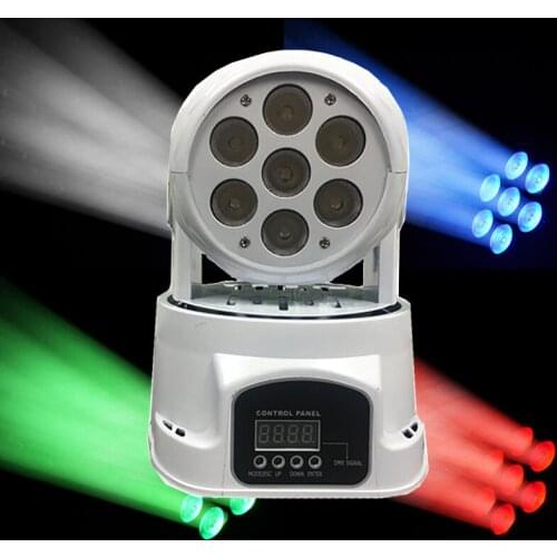 DMX RGBW Led Moving Wash Head Mini Music Sound Light White Cover 7*12w Stage Christmas Party lumiere Laser Show Disco Dj Lamp