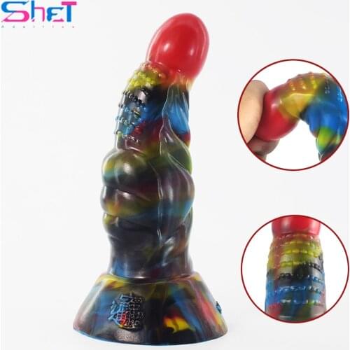 SHET 2021 New Product Multi Color Anal Plug Adults Toys For Women With Particles Large Dildo Anus Massage Toys for Adults 18