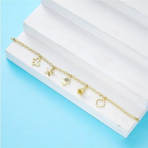 2021 JAN Moroccan new design star butterfly Clover small bell bracelet women wedding charm gold color bracelet