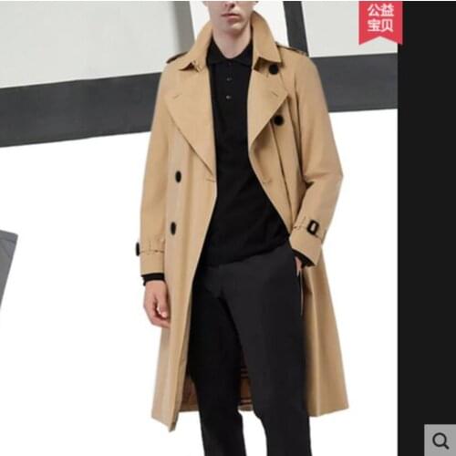 2021 spring autumn trench coats mens new business windbreaker British handsome classic double-breasted large size mid-length