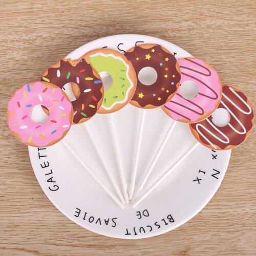 6pcs/set Donut Cake Topper Happy Birthday Cake Topper Princess Party Supplies Cake Decorating Cake Decoration Holiday Supplies