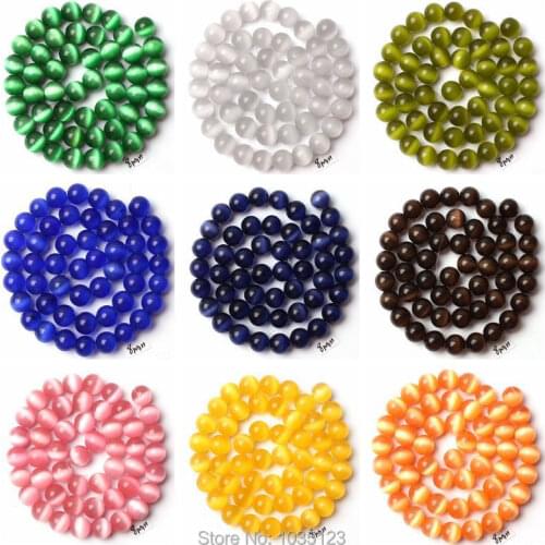 High Quality 8mm 10 Color Cat Eye Stone Round Shape Gem Loose Beads Strand 15" DIY Creative Jewellery Making wj255