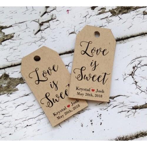 Design Love is sweet tags wedding favor tags, Custom candy bag tag, rustic wedding, personalized tag, welcome bag tag, tags