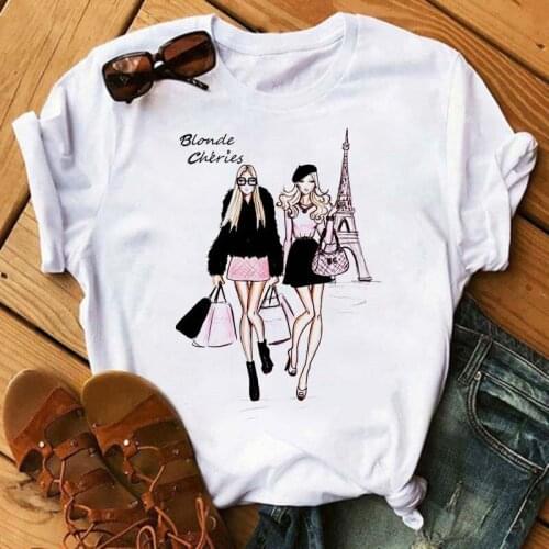 FIXSYS Girls Short Sleeve Shirt Tees New Summer Korean Clothes Women Fashion Eiffel Tower T-shirt Ladies Tops Ropa