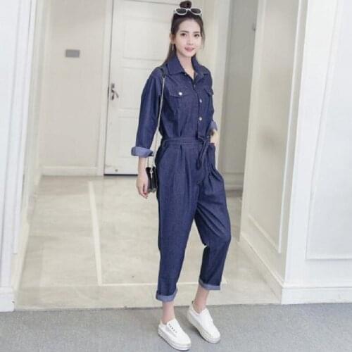 Womens clothing denim fabric women Jumpsuits Playsuits womens Bodysuits korean style fashion spring/autumn THIN women sets