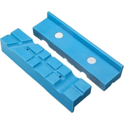 1 pair 5.5" Long Metal Vise Rubber Multi-groove Vise Pad Bench Vice Magnetic Soft Pad Jaws Holder Construction Machine Tool