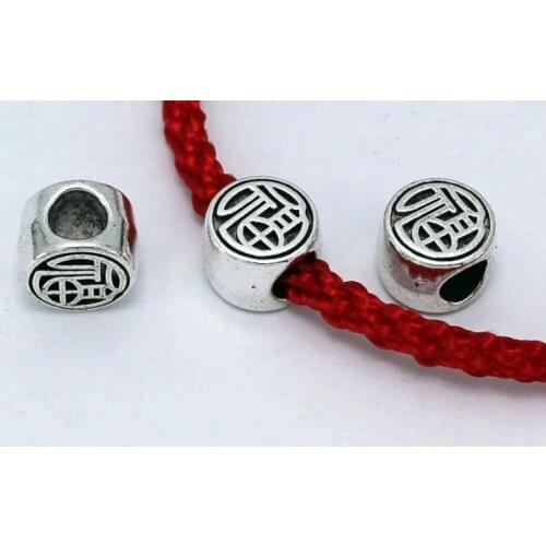 10pcs/lot Tibetan Silver spacer big hole lucky Loose Bead Spacer Beads Connectors for DIY Jewelry Making bracelet g4sd
