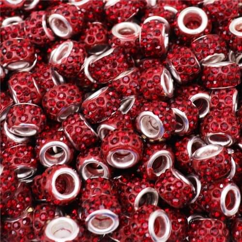 20Pcs Mixed Color Big Hole Spacer Crystal Bead Charms Fit Pandora Bracelet DIY Snake Chain Necklace Earrings for Jewelry Making