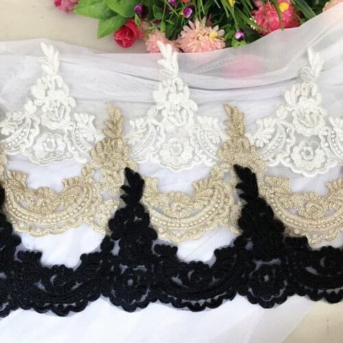 3Yard/Lot Gold Black White Car Bone Lace Trim Wedding Dress Clothes Curtain Home Decoration Fabric Accessories