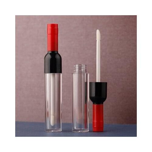 5ML 10/30/50pcs Plastic Clear Lipgloss Bottle with Colored Cap, Empty Wine Shape Creative Portable Lip Gloss Tube, Lipstick Tube