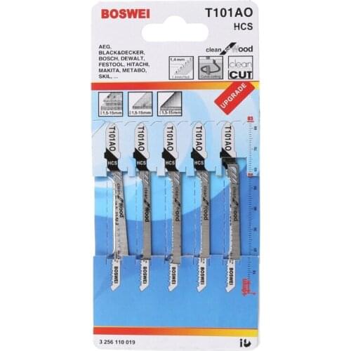 5 Pcs T101AO HCS T-Shank Jigsaw Blades Curve Cutting Tool Kits For Wood Plastic #319