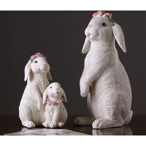 American Resin Cute Garland Rabbit Accessories Garden Landscape Park Sculpture Crafts Villa Courtyard Lawn Ornaments Decoration