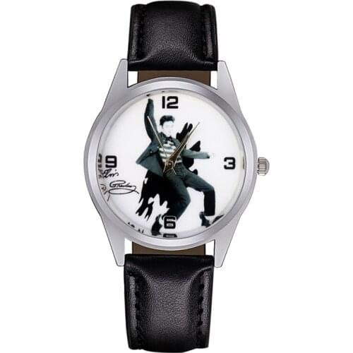 Cartoon pretty Elvis style Childrens Watches Womens Students girls Boys Quartz Leather strap Wrist Watch Clock JC106