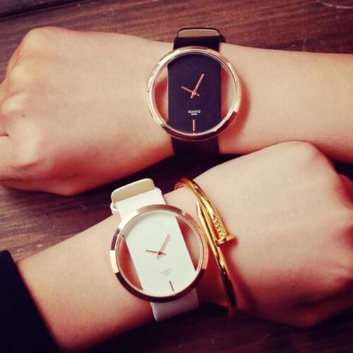 Transparent Dial Luxury Women Watches Waterproof Leather Strap Ladies Watch Woman Dress Girl Casual Quartz Wristwatches Clcok