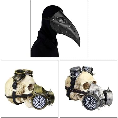 Halloween Steampunk Plague Doctor Long Nose Beak Bird Mask Gothic Rivets Respirator Goggles Cosplay Costume Accessories