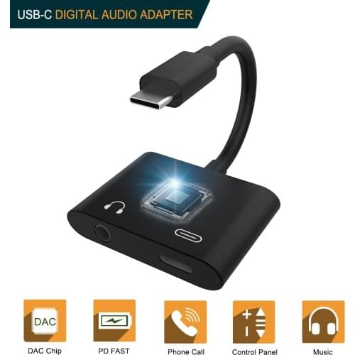 Type C to 3.5mm Aux Digital Audio Adapter Stereo Earphone PD Fast Charging Cable For iPad Pro Huawei P20 Google Pixel 2 2XL 3XL