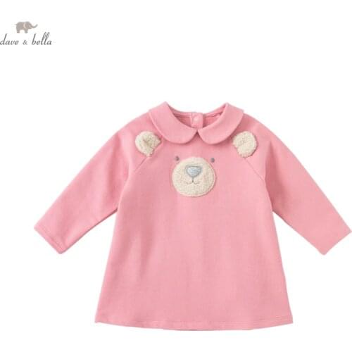 DB18918 dave bella autumn baby girls cute cartoon T-shirt children tops kids girl fashion tees