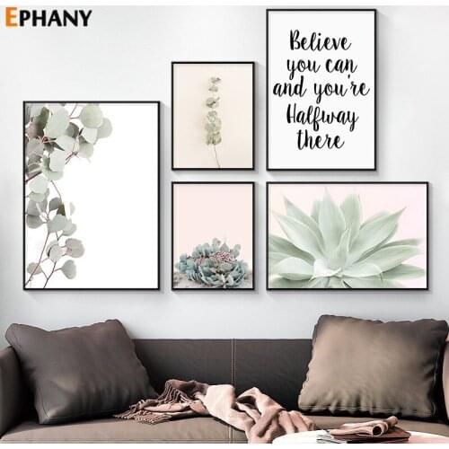 Eucalyptus Succulent Green Plant Poster Nordic Wall Art Succulent Botanical Canvas Painting Print Modern Home Decor Picture