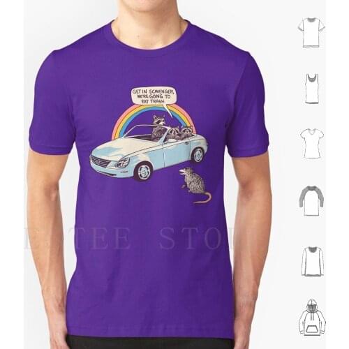 Get In Scavenger T Shirt Print Cotton Possum Opossum Raccoon Trash Panda Memes Trash Garbage Animals Retro Rainbow Vintage 80S