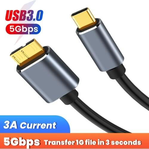 USB Type C To Micro B USB 3.0 Cable 5Gbps Fast Data Sync Cord Adapter Mobile Hard Drive Data Cable For Macbook Hard Drive Type-C