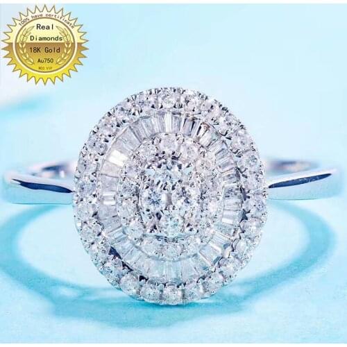18k gold ring Natural Real 0.42ct Diamond Ring Engagement&Wedding Jewellery have certificate 0031