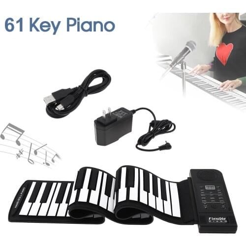 KONIX PU61S Flexible Digital Display 61 Keys 128 Tones 128 Rhythms Children Toys Electronic Roll Up Piano Built-in Speaker