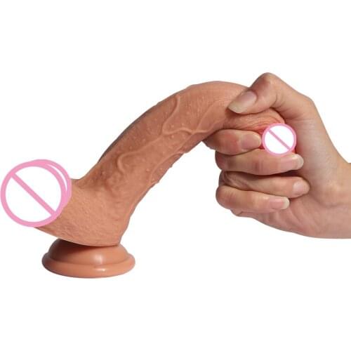 Skin Feeling 7.68 Inch Female Silicone Sex Toys Realistic non Vibrating Dildos Toys for Adults 18 Penis with Suction Cup