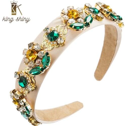 Hot Selling Party Hoops for Female Baroque Fashionable Personality Sunflower Inlaid Shiny Rhinestone Glass Big Brand Hair Band