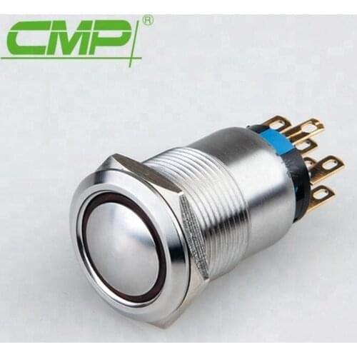 Momentary LED Metal Surface Curved Push Button Switch, Anti-Vandal ,Stainless Steel BrassBrass ChromePlate Button Switch
