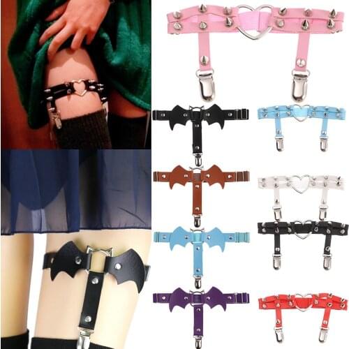 Fashion Woman Sexy Faux Leather Wings Legs Garter Ladies Original Punk Thigh Ring Exaggerated Nightclubs Legs Garter Straps Hot