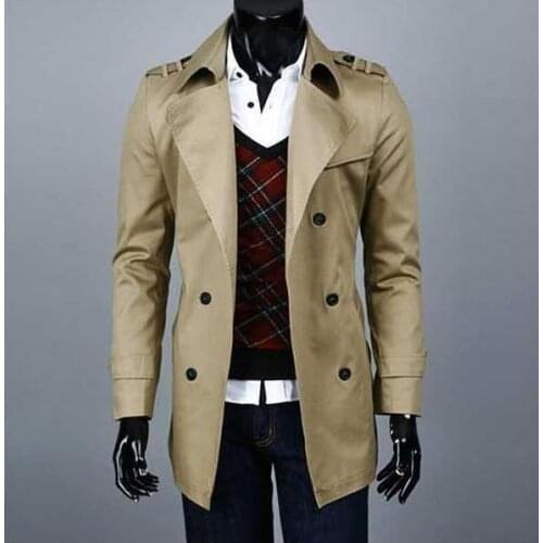 Spring mens trench coat autumn man mid long coat adolescent korean casual windbreaker double-breasted coat 6XL 7XL 8XL 9XL