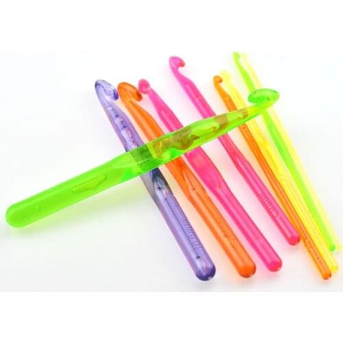 Crochet Hook Set 9pcs/lot Colorful Plastic Clear Crochet Hooks 3.0-12mm Crochet Hooks Knitting Needles Set Sewing Accessories