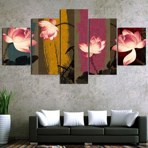 PVC living room bedroom mural lotus painting Chinese painting poster painting canvas painting plant flower wall painting poster