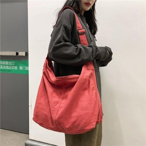 2021 New Literary Neutral Canvas Bag Womens Harajuku chic Joker Crossbody Travel Large Capacity Shoulder Bag