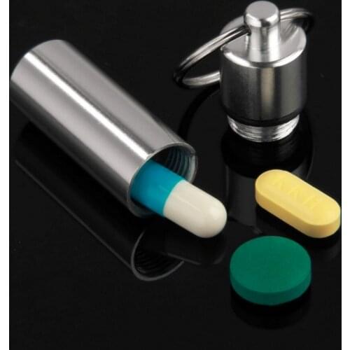Worldwide Keychain Pill Box WaterProof Aluminum Drug Pill Cases Bottle Holder Container For Medicines 2017 Hot Sale Pillbox