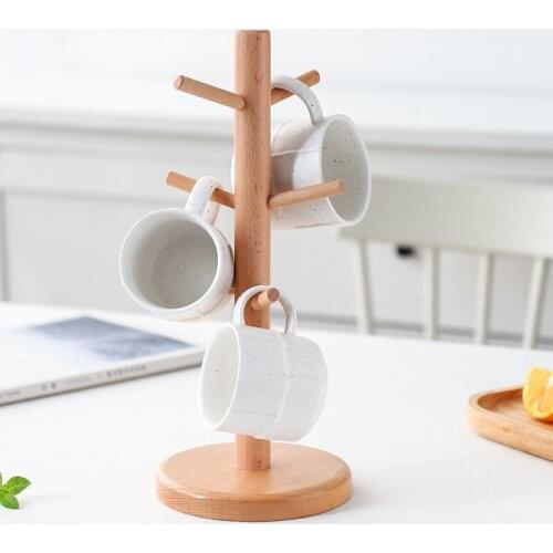 Japanese style beech wood cup holder water cup holder countertop glass mug cup storage storage rack hanger